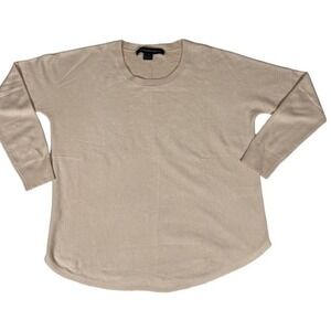 French Connection Women's Small Beige‎ Crew Neck Long Sleeve Seam Detail Sweater